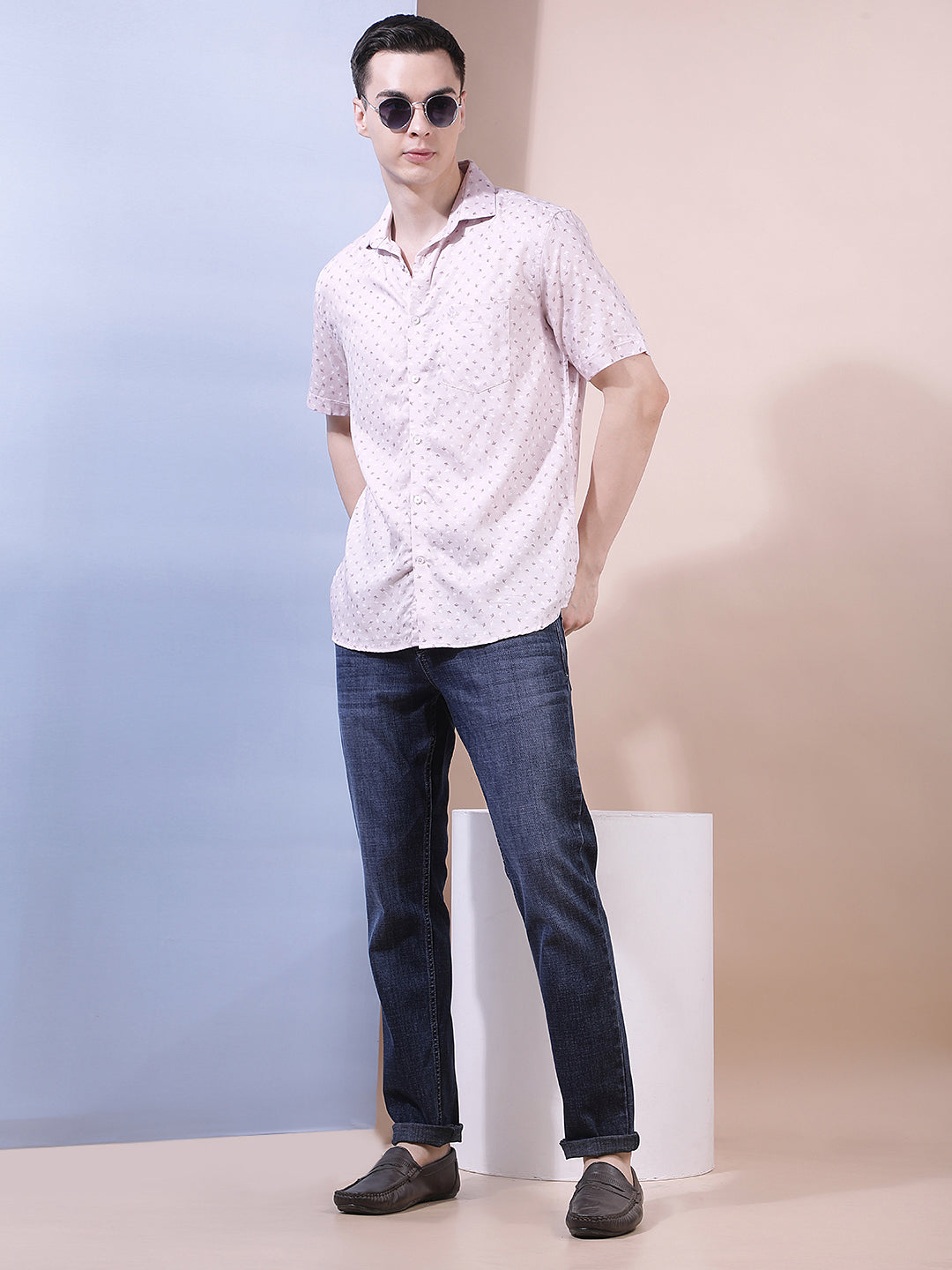 Tailored Coral Pink Printed Shirt