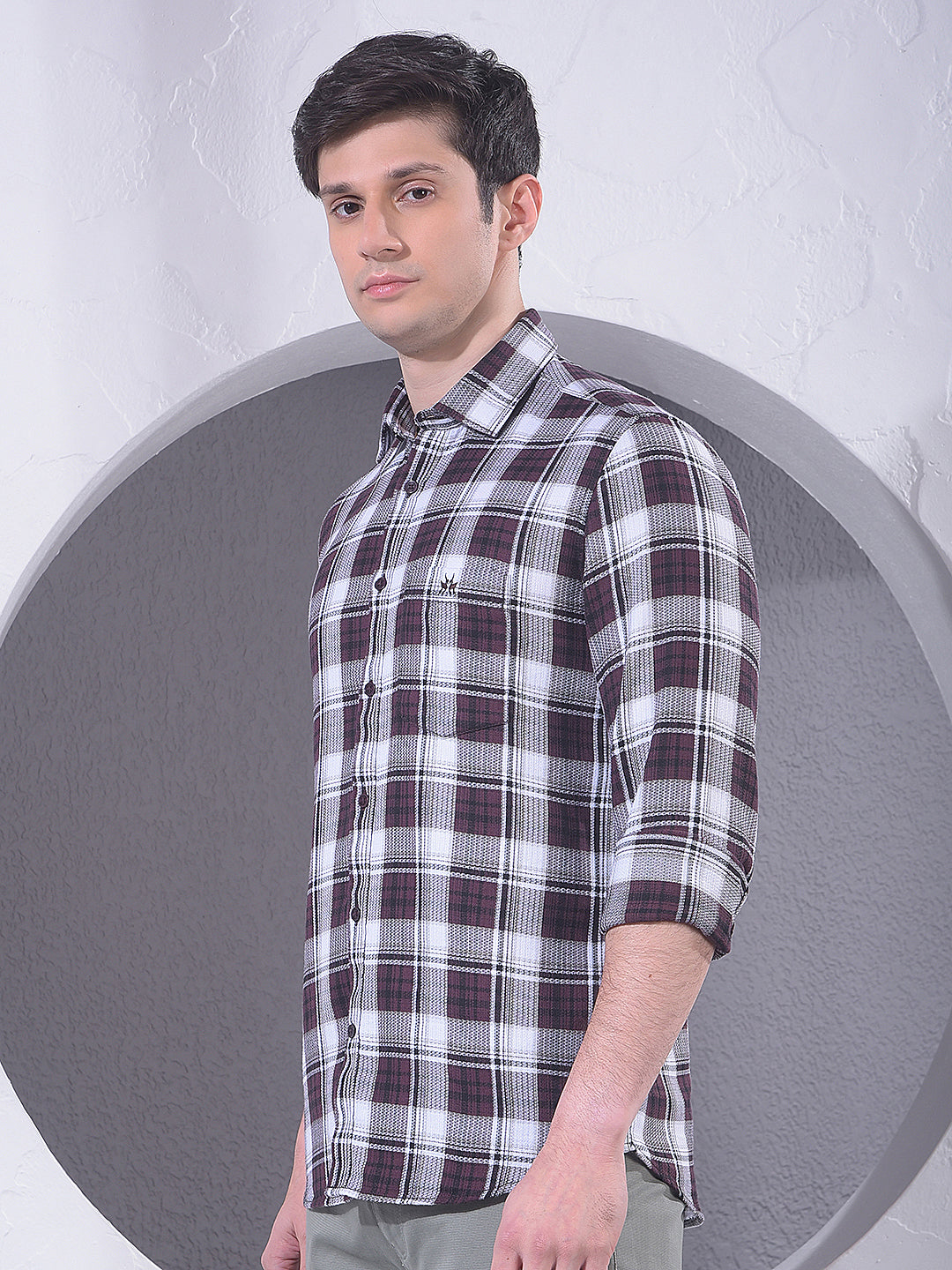 Brown Checked 100% Cotton Shirt