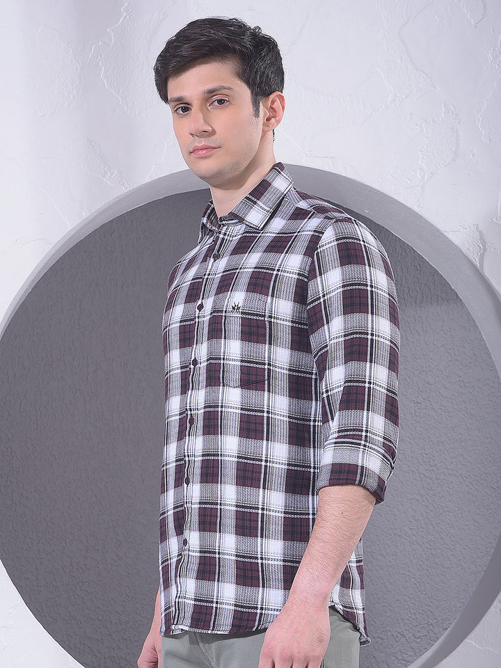 Brown Checked 100% Cotton Shirt