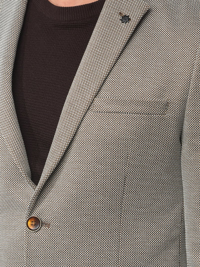 Brown Notched Lapel Single-Breasted Blazer
