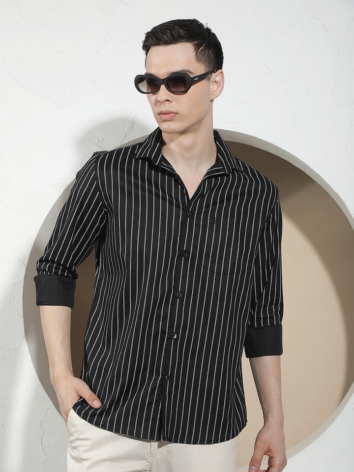 Black Vertical Striped Shirt