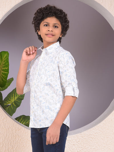 White Floral Print Shirt