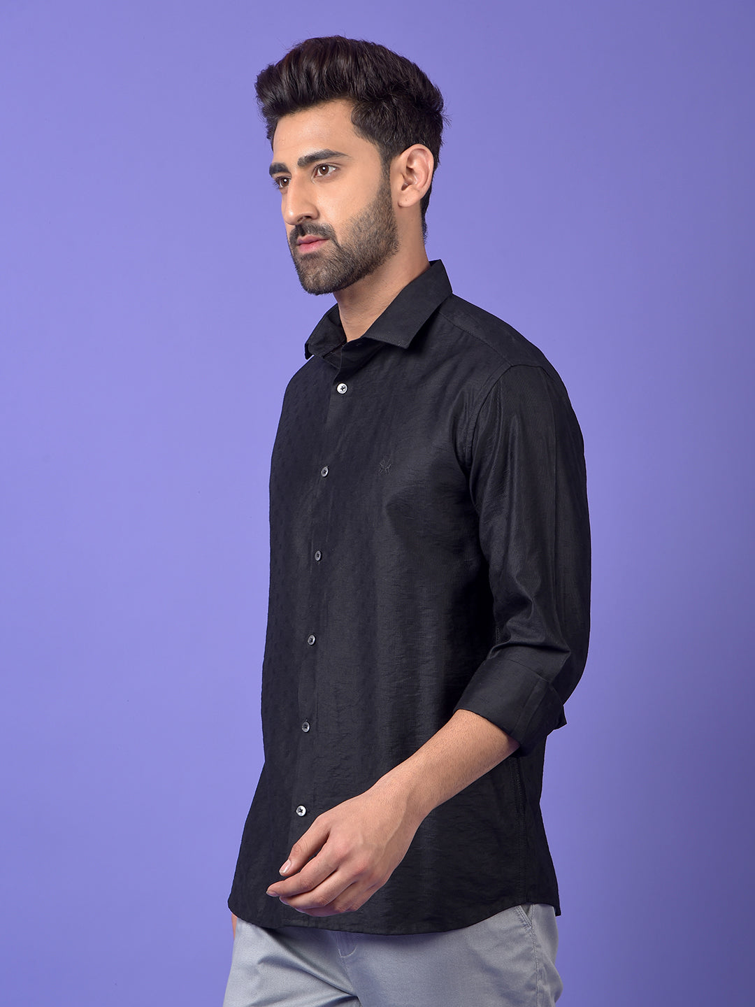 Black Textured Shirt