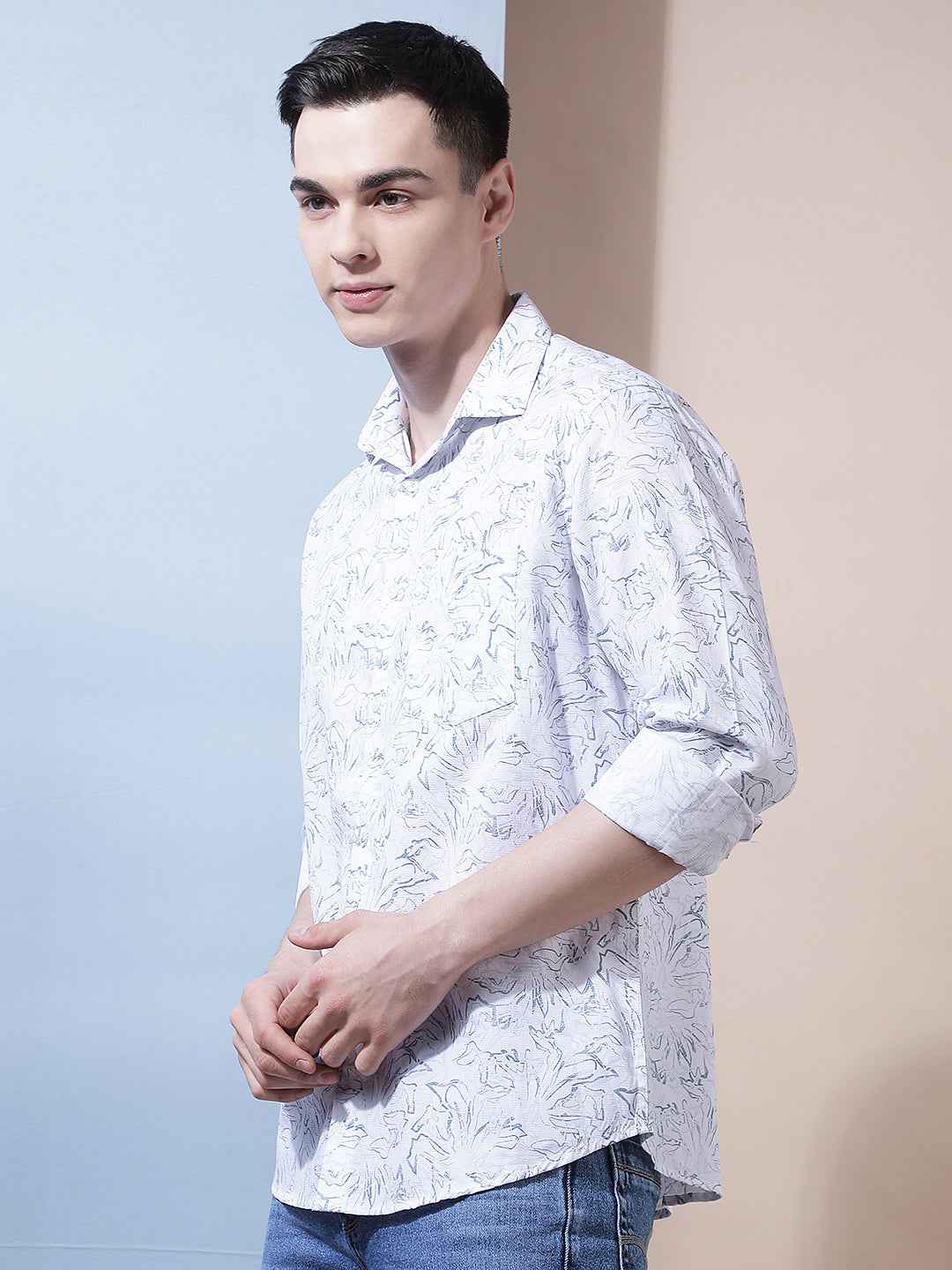Blue Floral Print Shirt