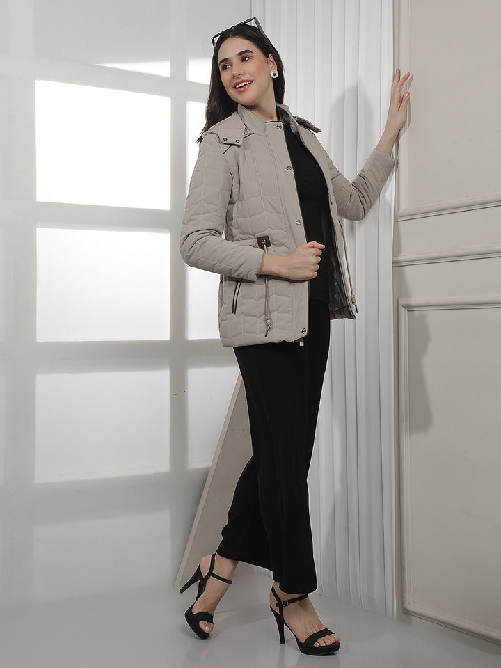 Beige Hooded Puffer Jacket