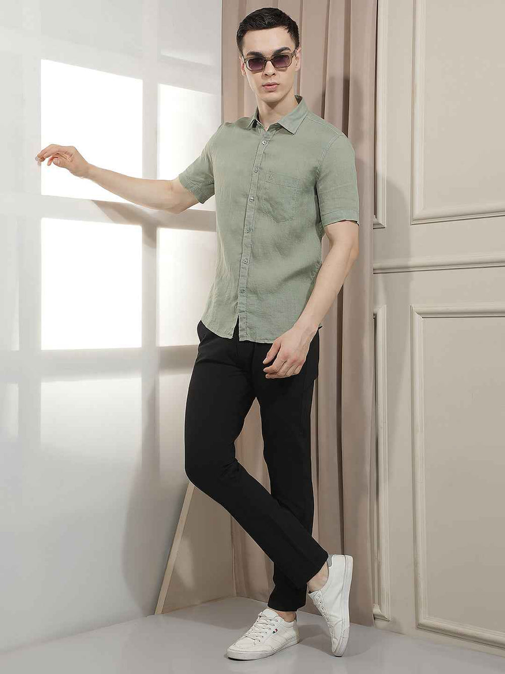 Sophisticated Sage Green Linen Shirt
