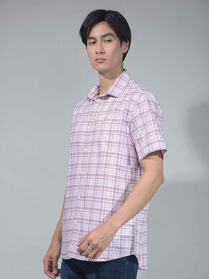Purple Checked 100% Cotton Shirt
