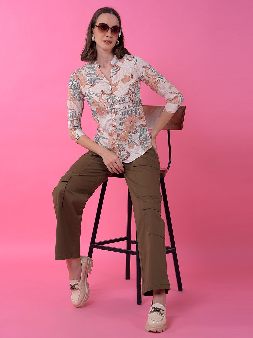 Brown Baggy Cargo Trousers