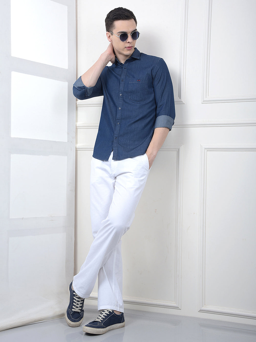 Blue 100% Cotton Denim Shirt