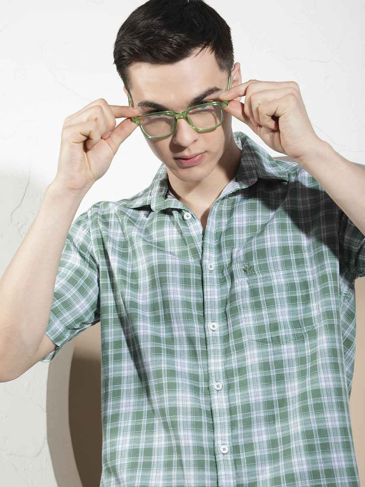 Green Checked 100% Cotton Shirt