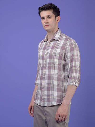 Purple Checked 100% Cotton Shirt