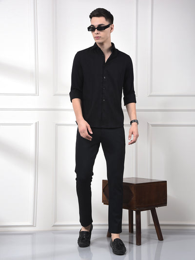 Navy Blue Printed Knitted Trousers