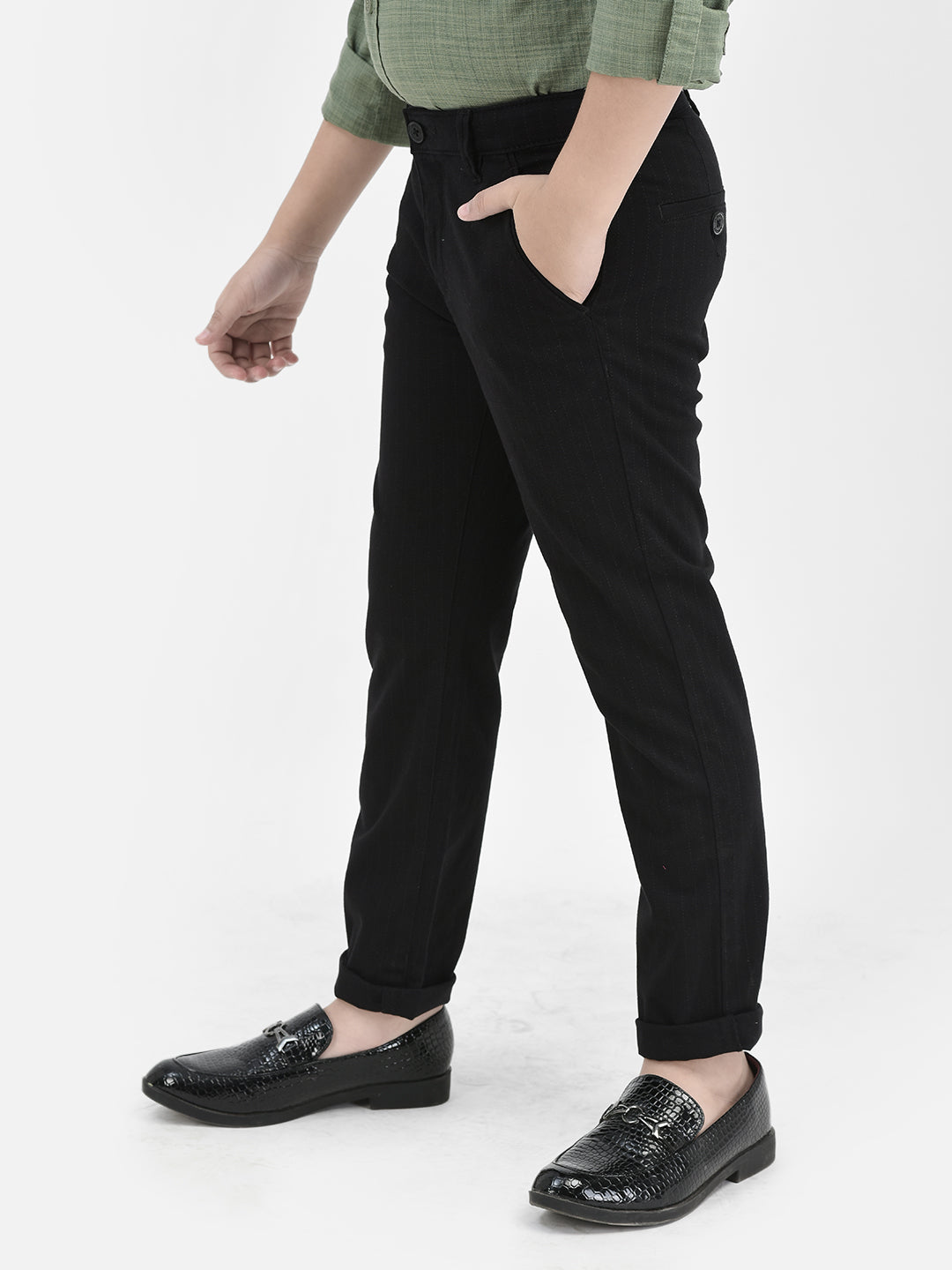 Black Vertical Stripes Trousers