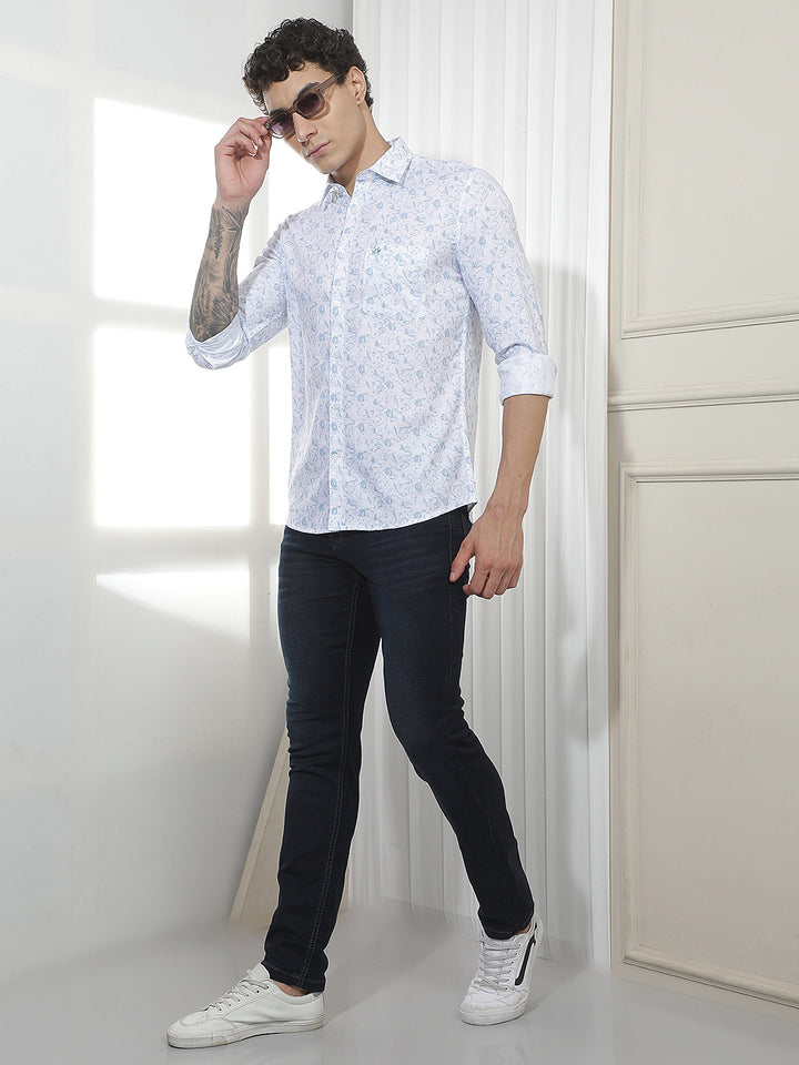White Printed 100% Cotton Shirt