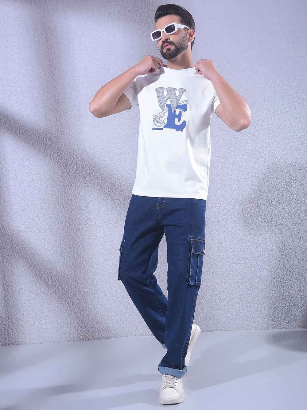 Blue Regular Cargo Jeans