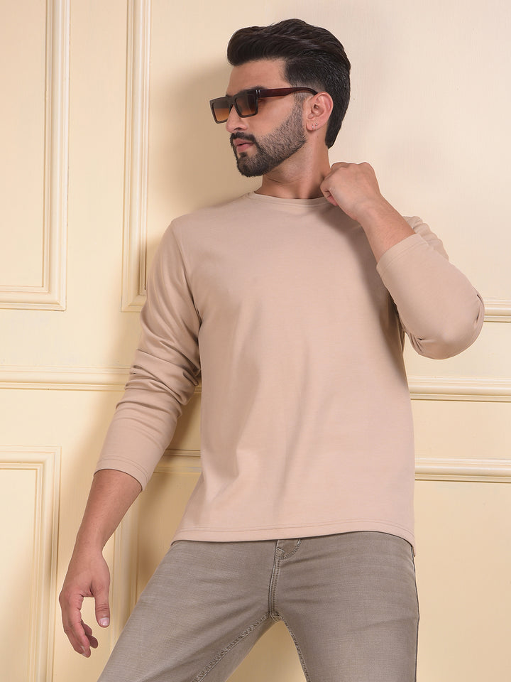 Beige Crew Neck Sweatshirt