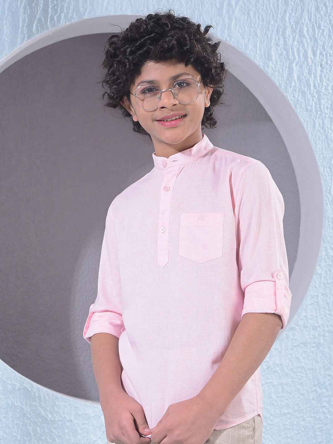Pink Linen Kurta