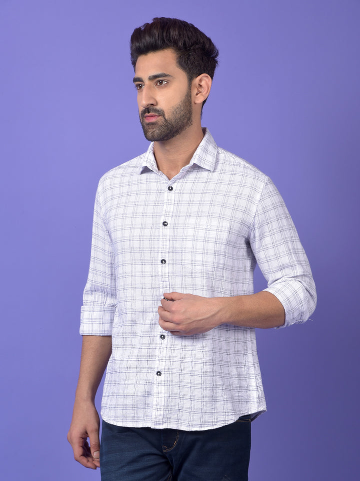 White Checked 100% Cotton Shirt