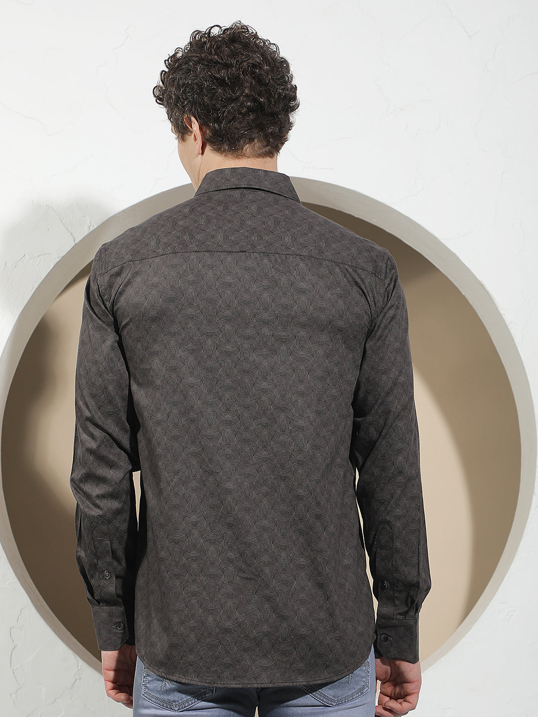 Smart Brown Printed Shirt