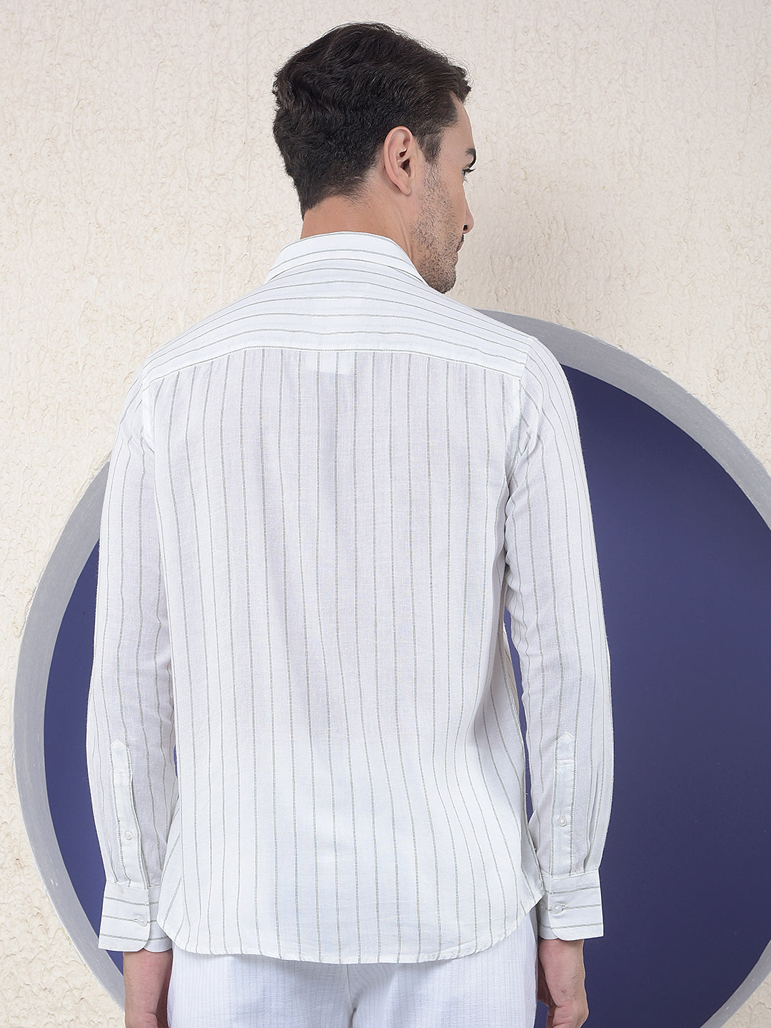 Striped Linen Green Shirt