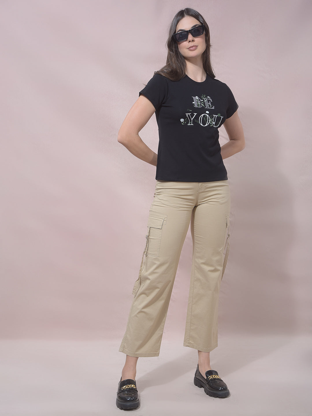 Black Typographic Print Modal T-Shirt