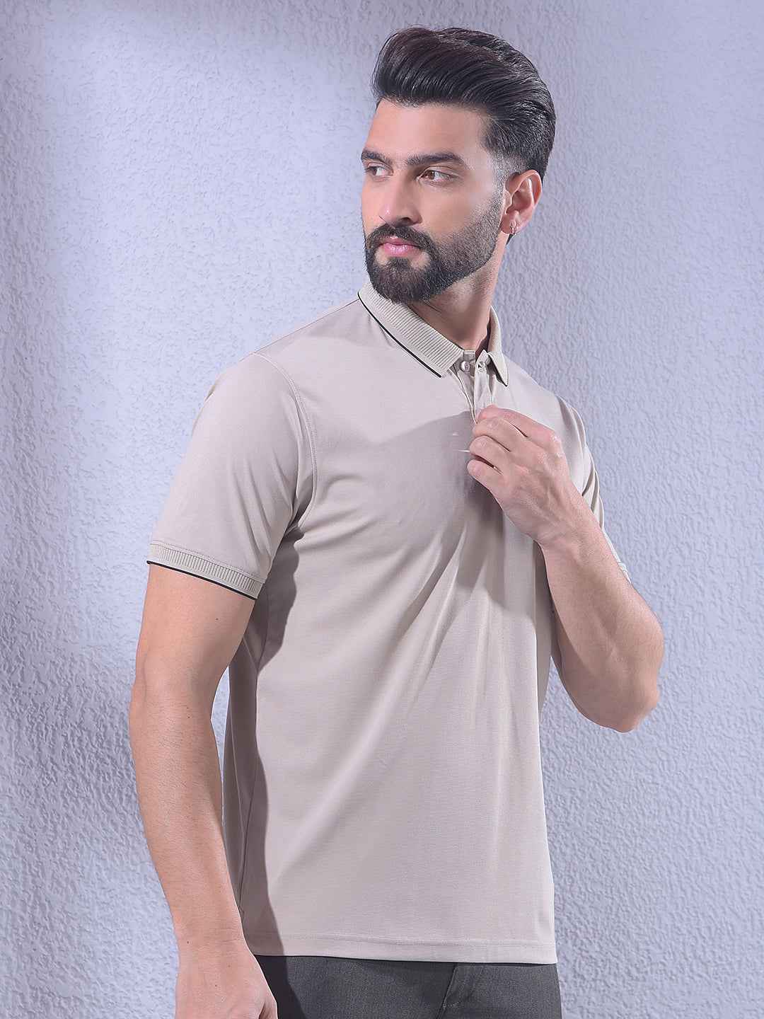Grey Polo Neck T-Shirt