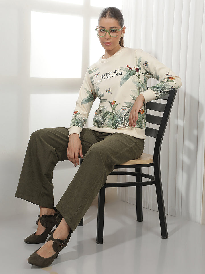 Olive Wide Leg Casual Trousers