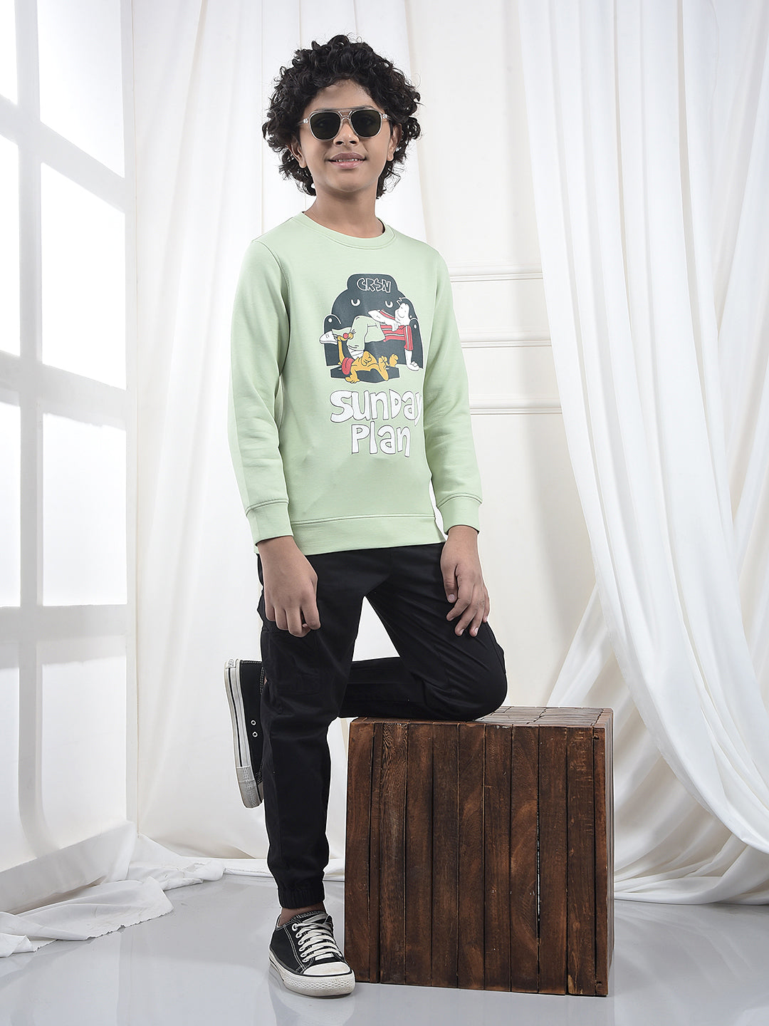 Green Graphic Print Sweatshirt