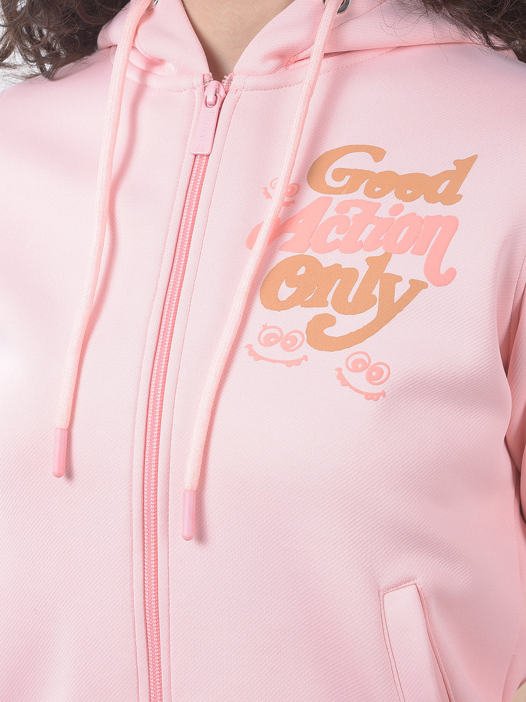 Pink Graphic Printed Hooded Sweatshirt
