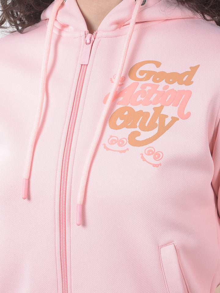 Pink Graphic Printed Hooded Sweatshirt