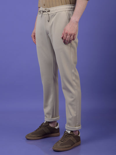 Light Beige Smooth Knit Trousers