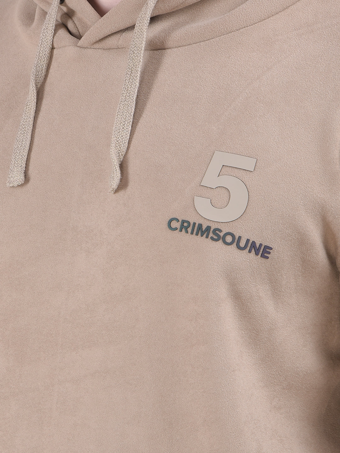 Beige Graphic Print Hooded Neck Sweatshirt