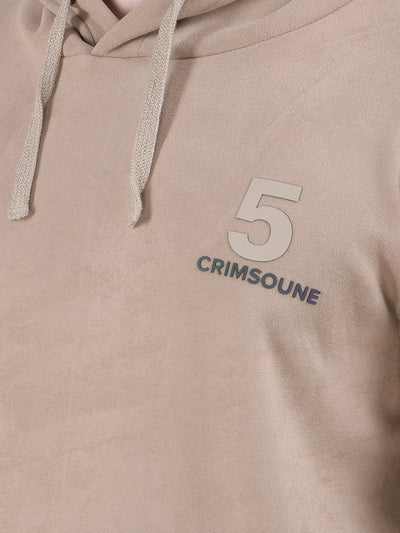 Beige Graphic Print Hooded Neck Sweatshirt