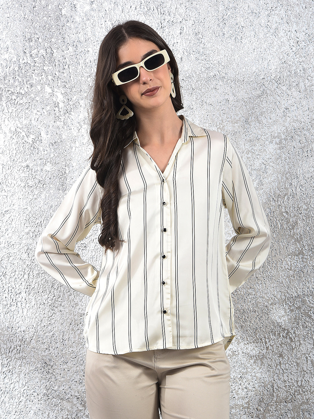 White Vertical Stripes Shirt