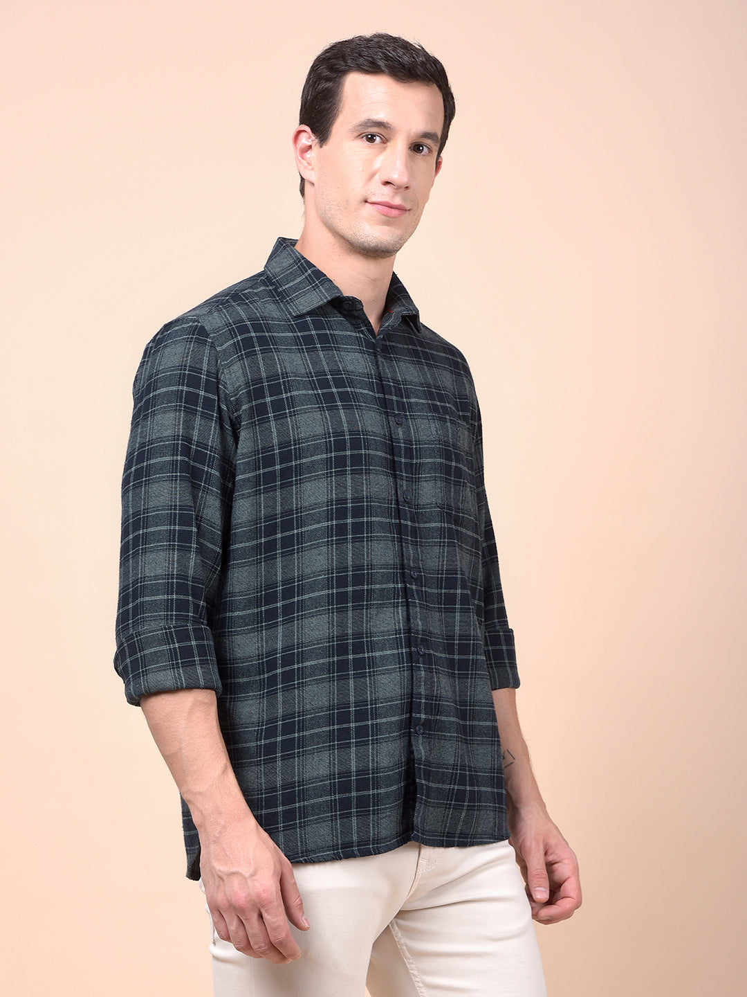 Green Checked 100% Cotton Shirt