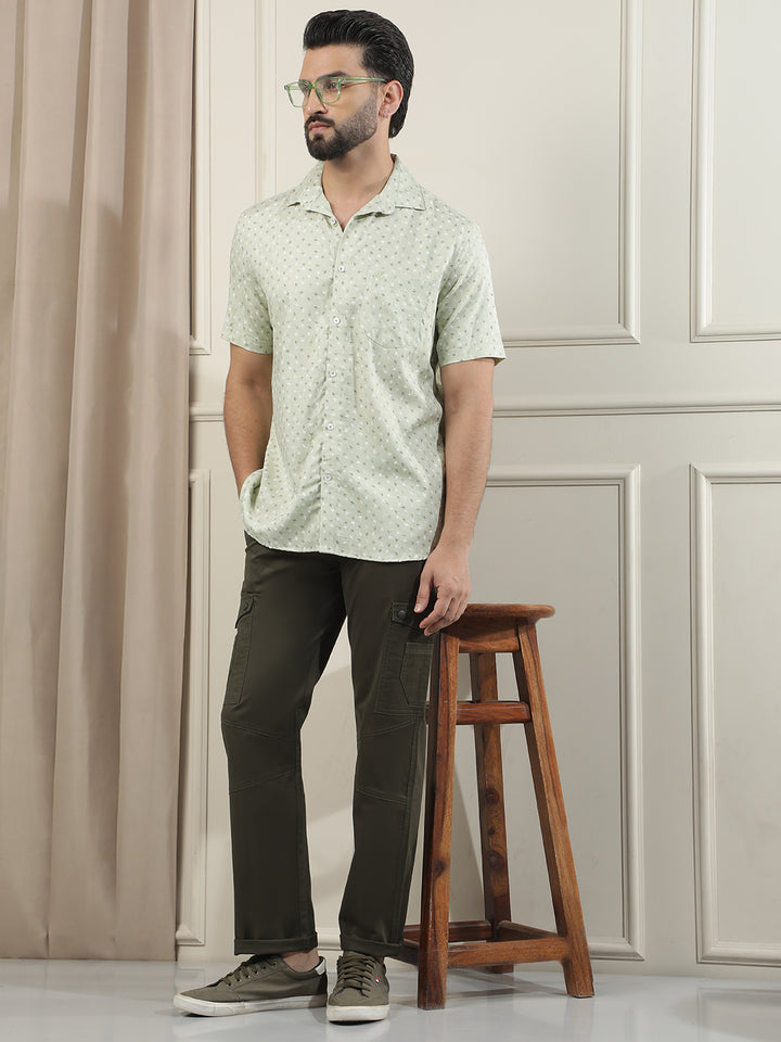 Modern Pine Green Printed Shirt
