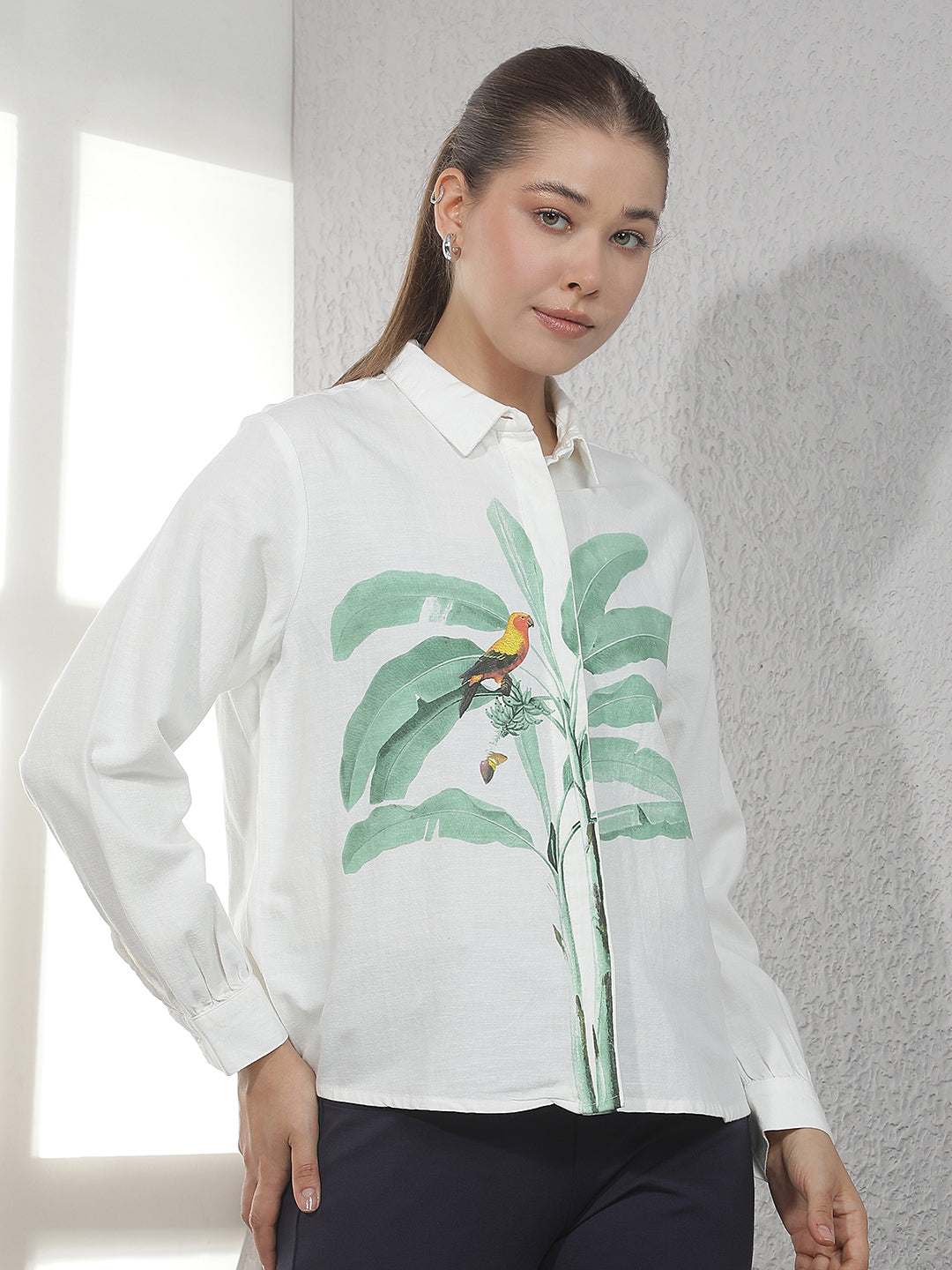 Off White Graphic Print Linen Shirt