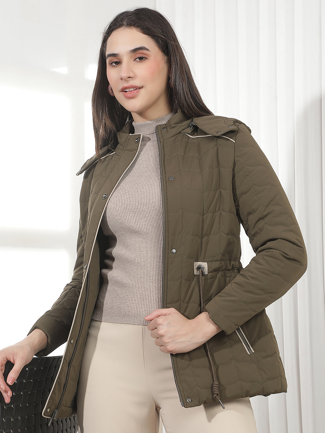 Olive Hooded Puffer Jacket