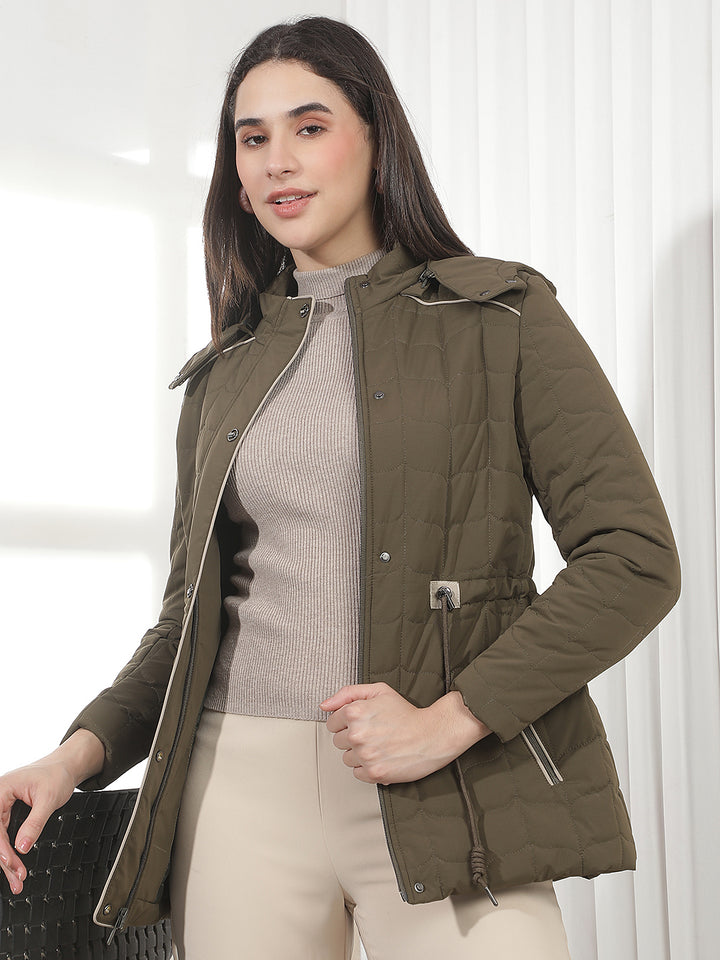 Olive Hooded Puffer Jacket
