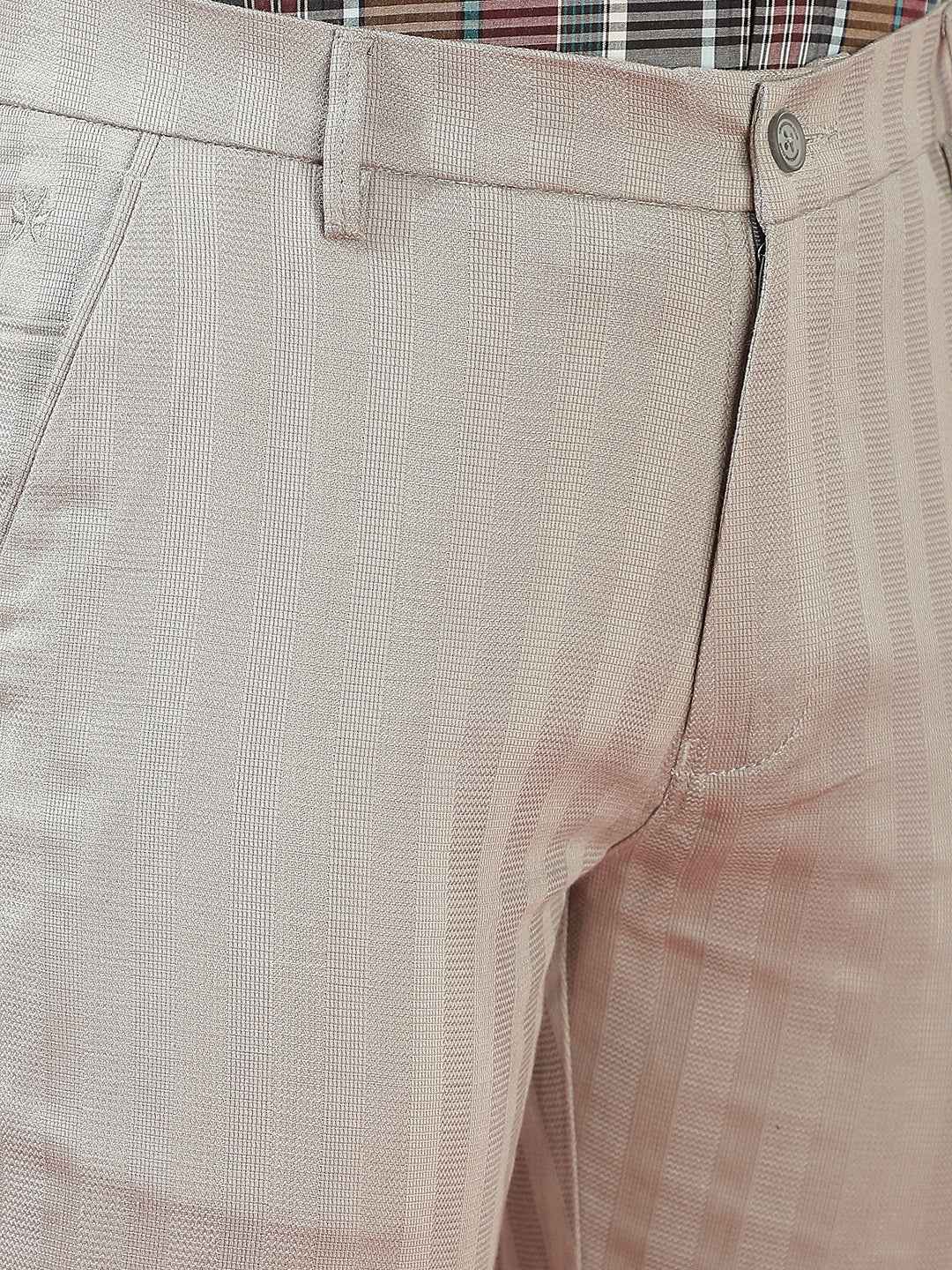 Grey Linen Vertical Striped Trousers