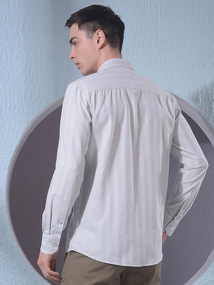 Grey Vertical Stripes Shirt