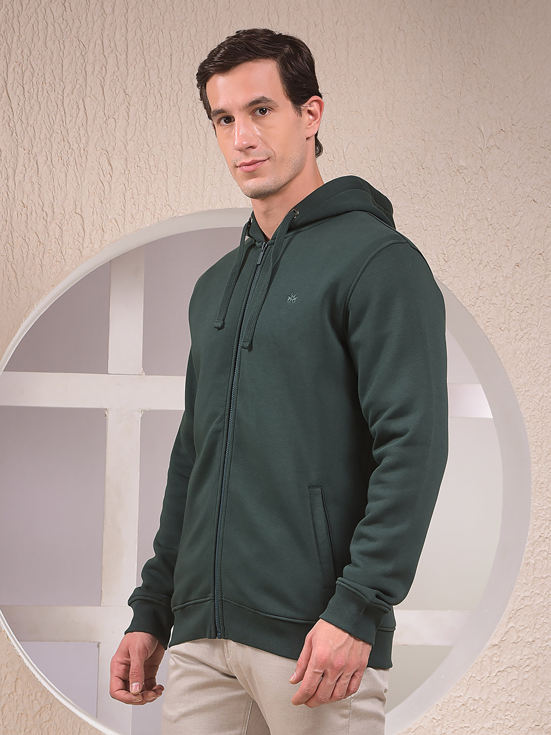 Green Hooded Neck Sweatshirt