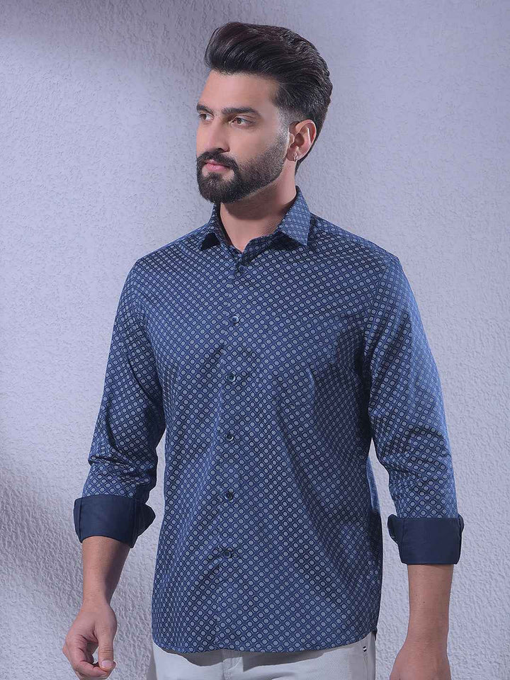 Navy Blue Printed Shirt