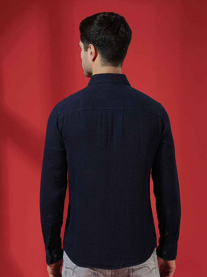 Navy Blue 100% Cotton Shirt