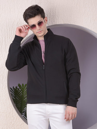 Solid Zip High Neck Jacket