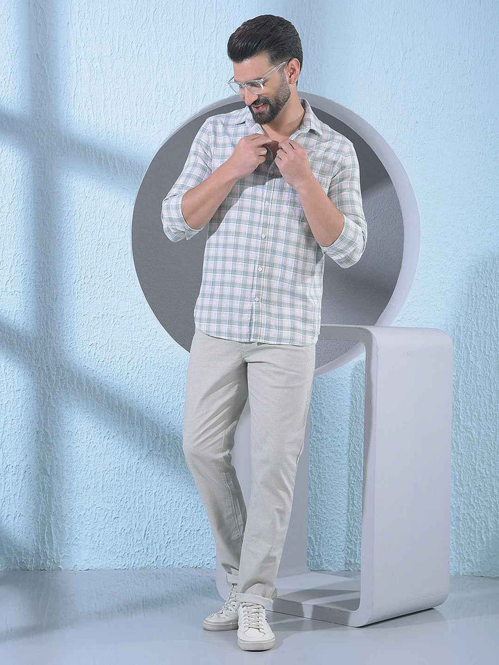 Green Checked 100% Cotton Shirt