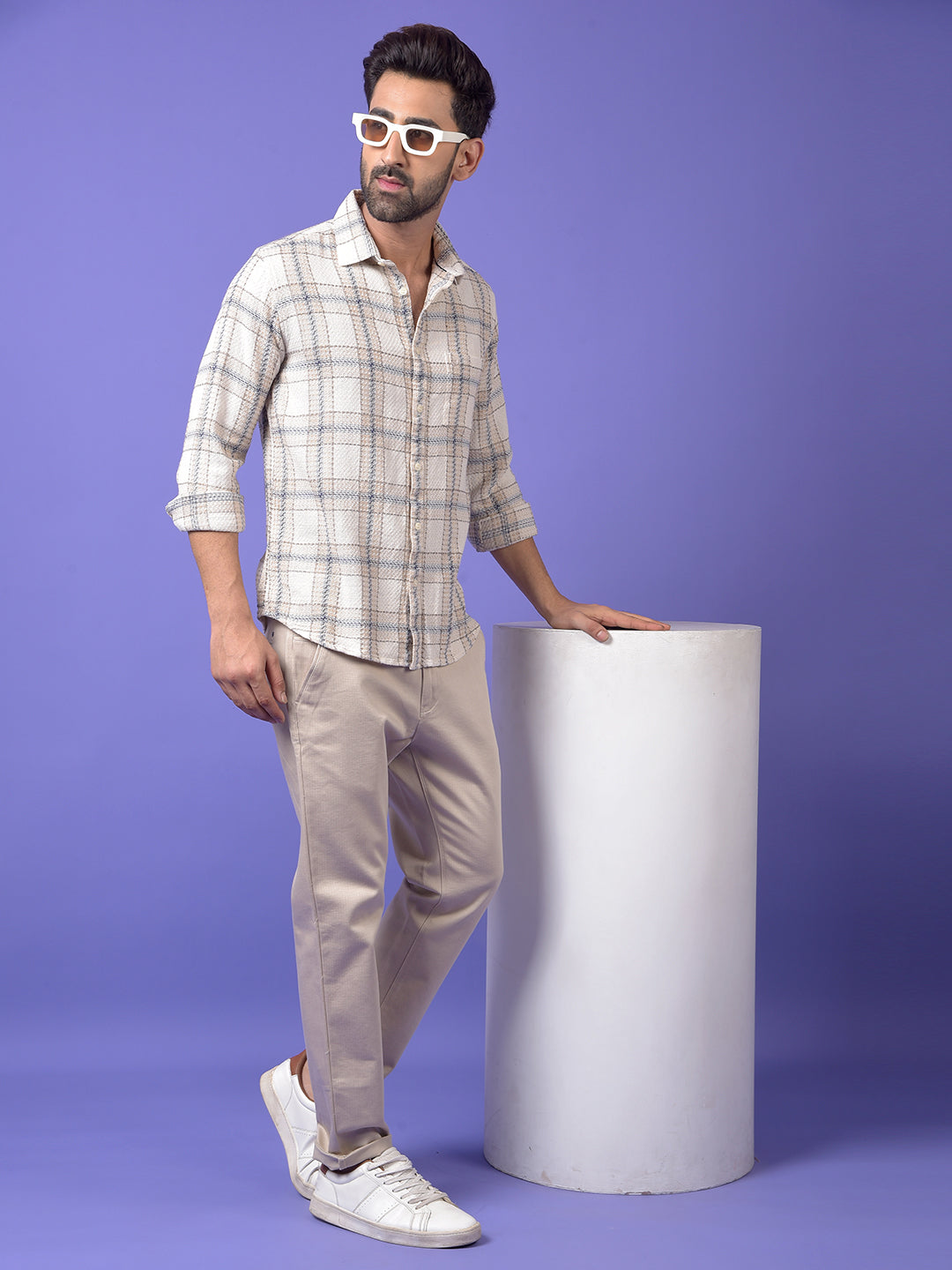 Beige Checked Shirt