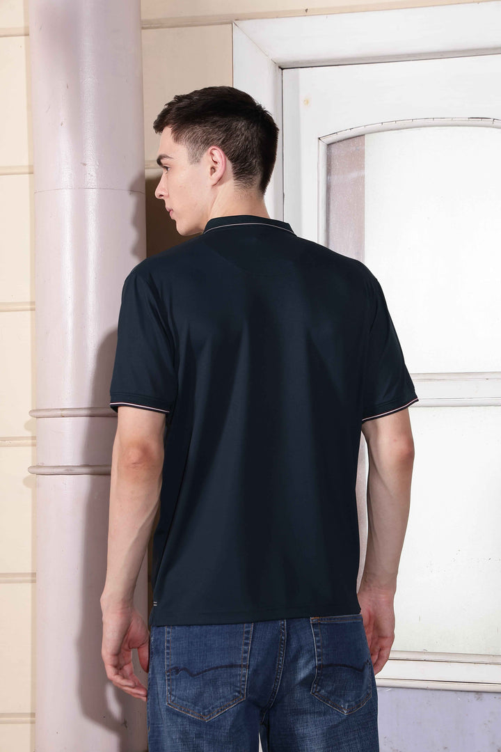 Navy Blue Polo Neck T-Shirt