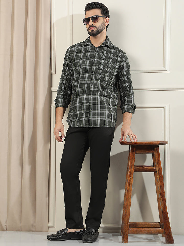 Green Checked 100% Cotton Shirt