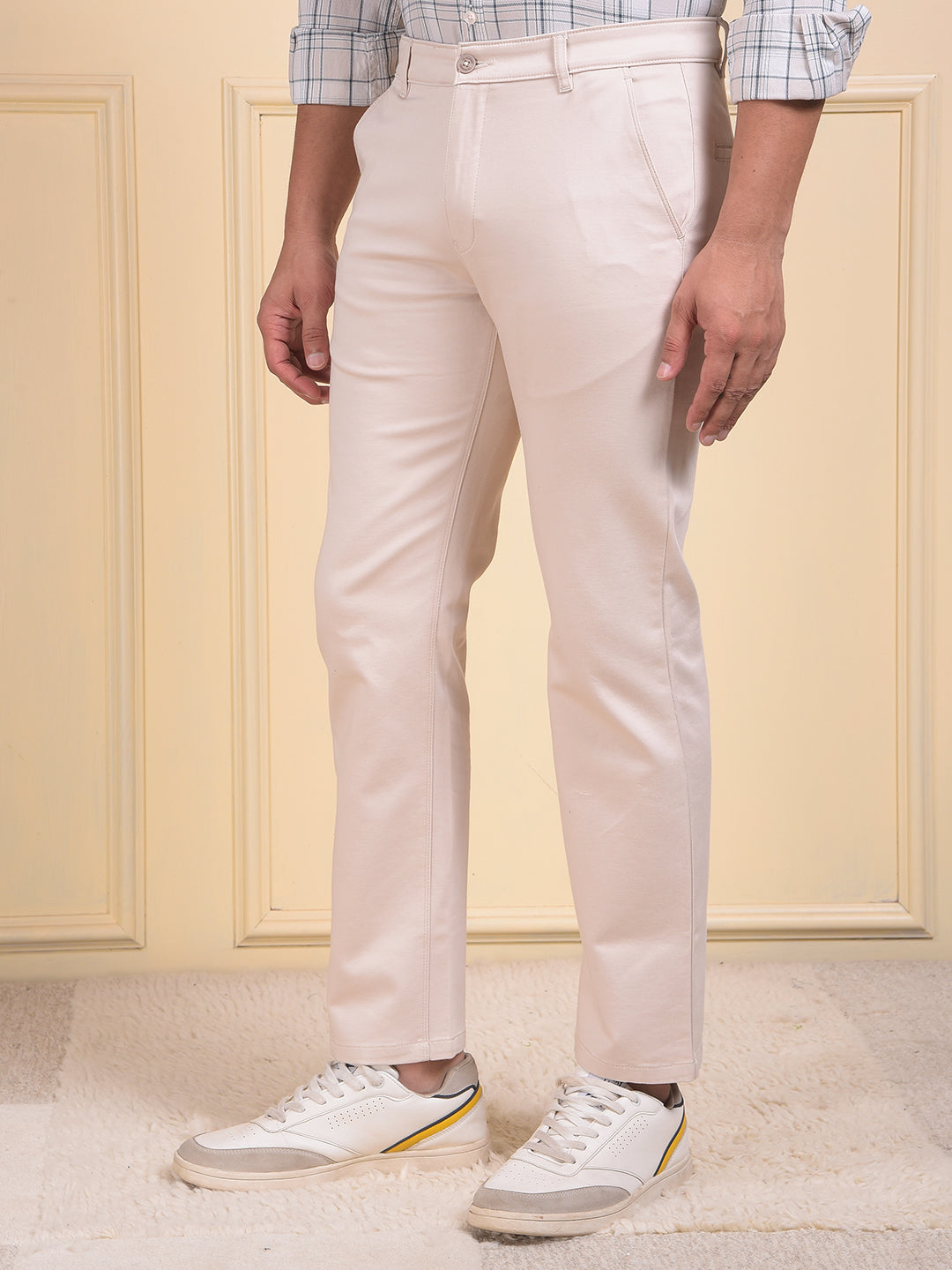 Beige Straight Trousers